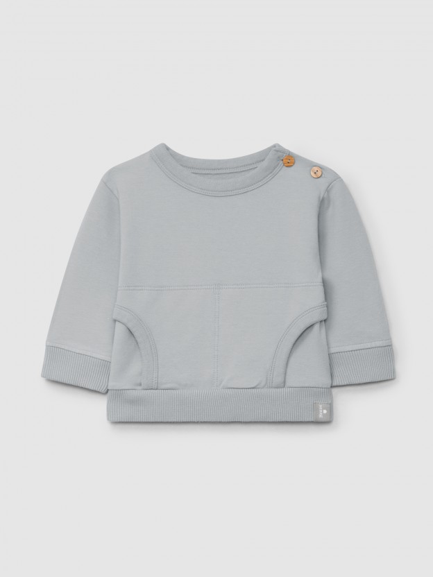 Sweatshirt em felpa com bolsos tipo canguru