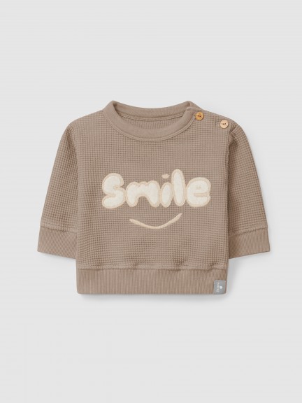 Waffle weave "smile" sweatshirt