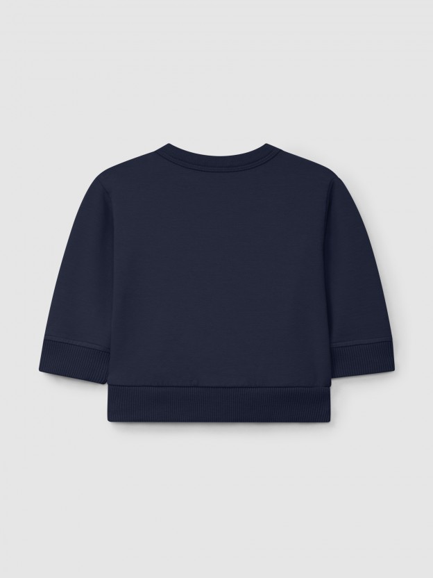 Sweatshirt em felpa com bolsos tipo canguru
