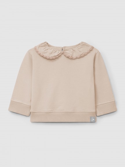 Sweatshirt en peluche  col  volant brod