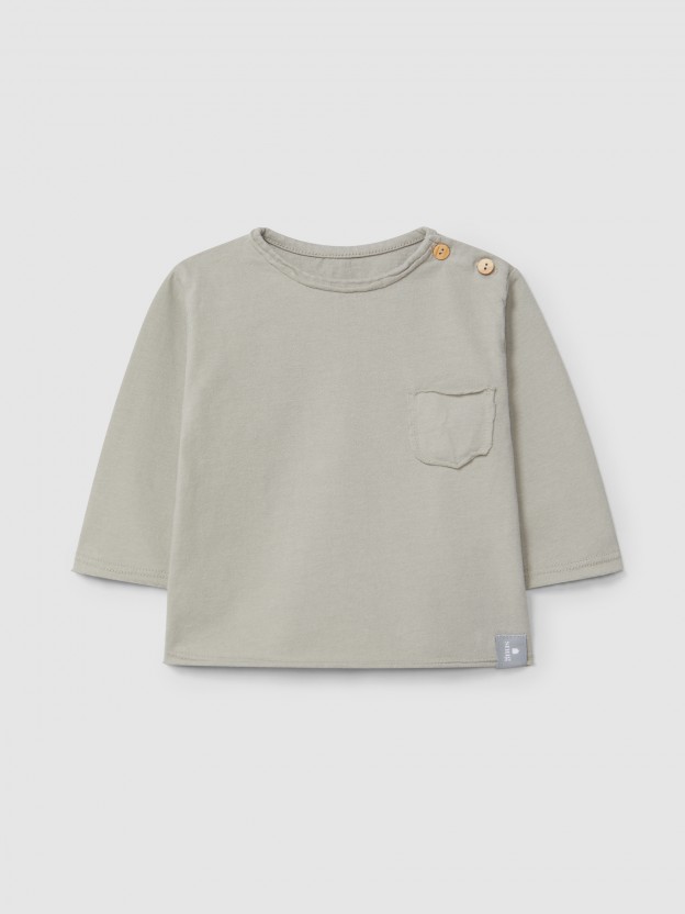 Longsleeve com bolso em algodão orgânico Longsleeve com bolso em algodão orgânico