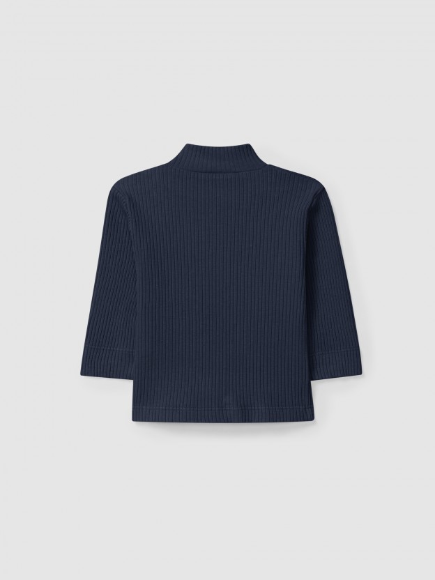 Longsleeve col roul en maille cannele