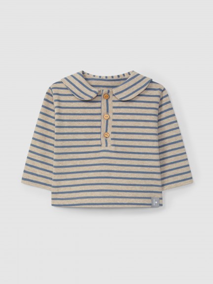 Longsleeve  rayures en jersey card  col marin