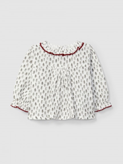 Blusa de muselina con estampado de pinos