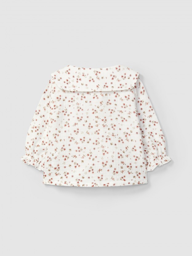 Blouse in floral printed muslin