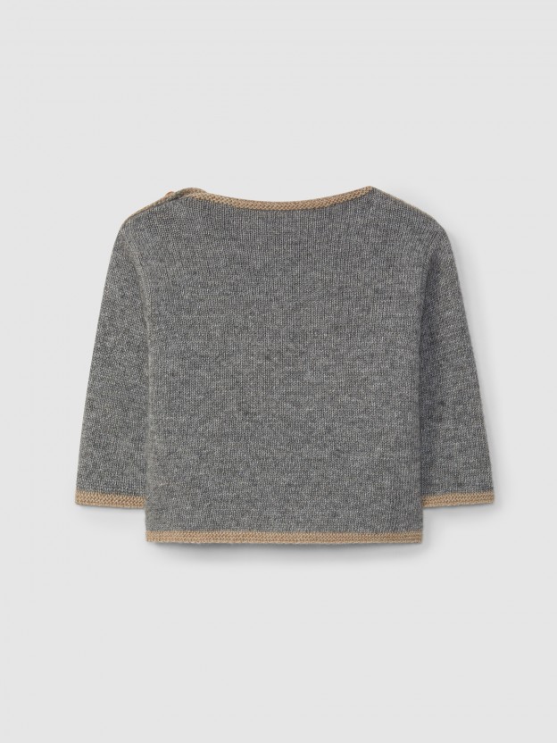 Pull tricot chat avec dtails en relief