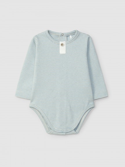 Mandarin collar striped bodysuit