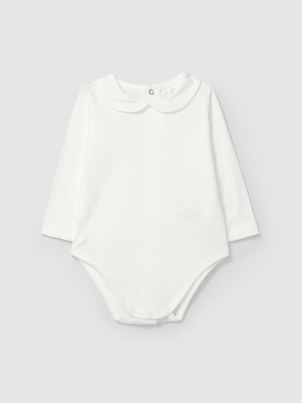 Long-sleeve peter-pan collar bodysuit