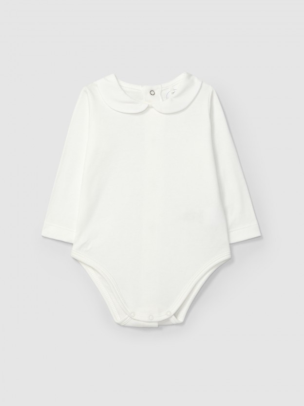 Long-sleeve peter-pan collar bodysuit