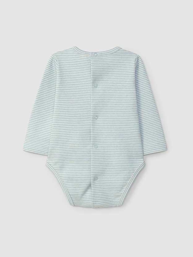 Mandarin collar striped bodysuit