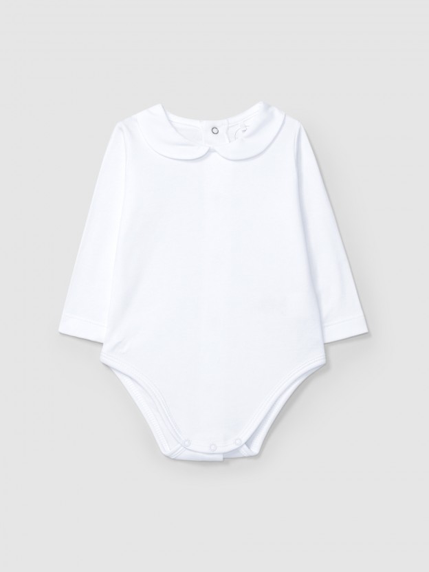 Long-sleeve peter-pan collar bodysuit
