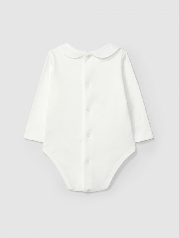 Long-sleeve peter-pan collar bodysuit