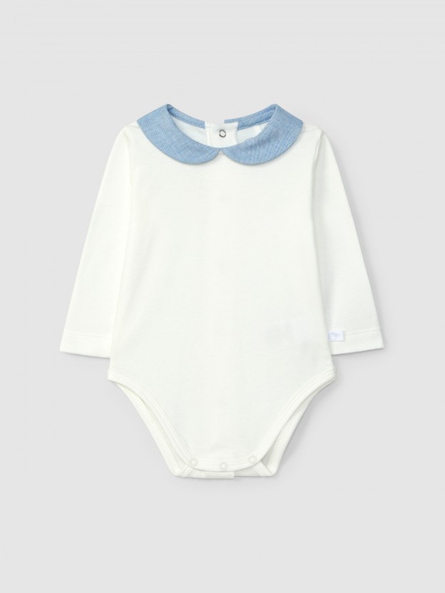 Fabric round collar bodysuit
