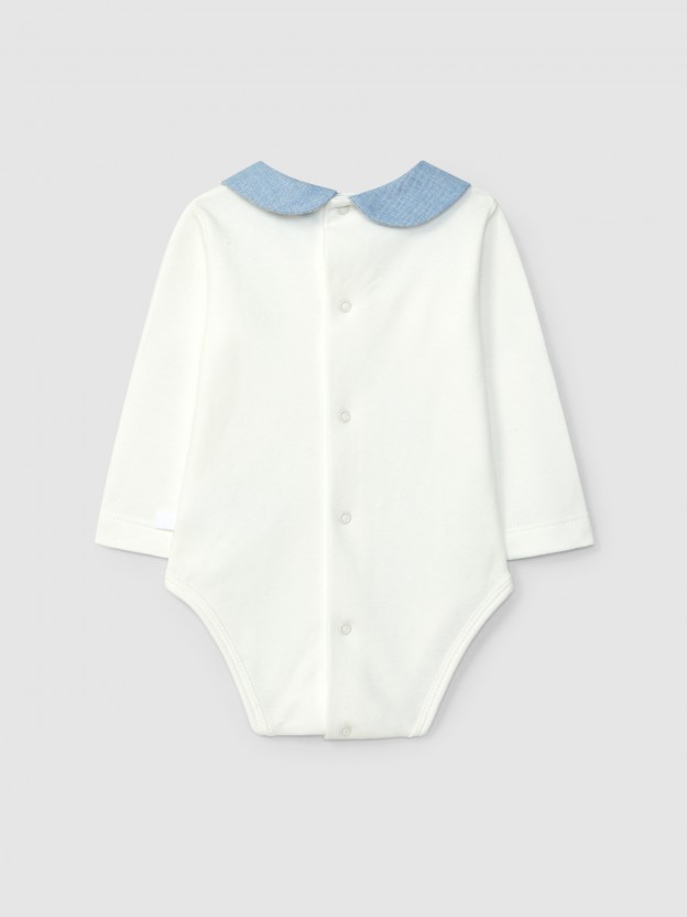 Fabric round collar bodysuit