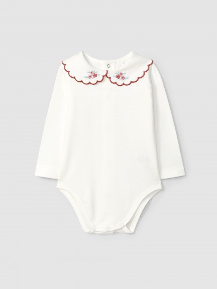 Bodysuit collar embroidered in contrast colour