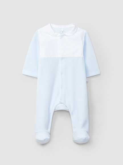 Babygrow en velours avec dtail de ruban brod