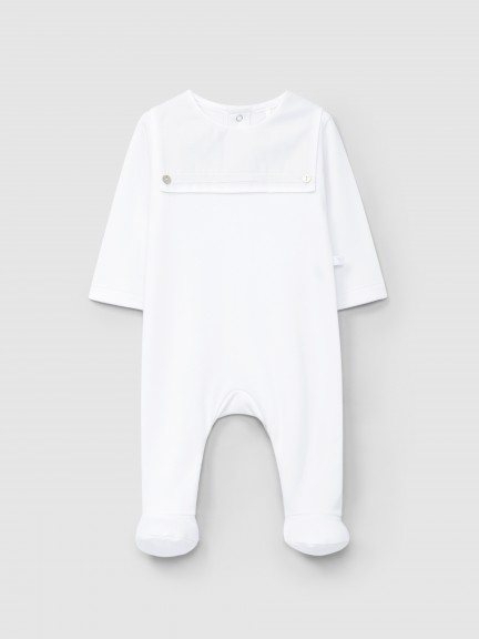 Babygrow sem gola com detalhe de fita bordada