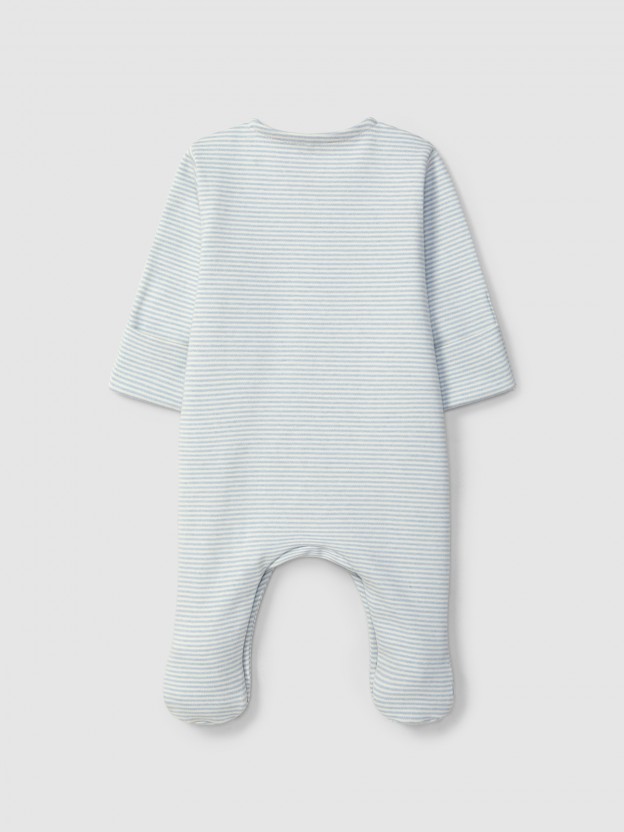 Striped babygrow with pocket Striped babygrow with pocket