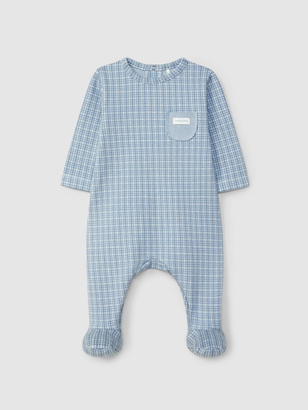 Babygrow malha jacquard com quadricula