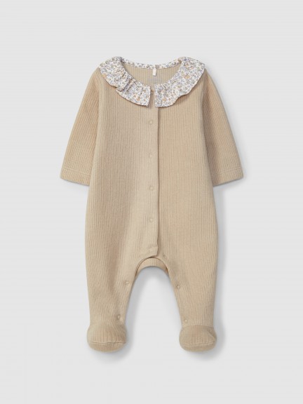 Babygrow algodo orgnico com gola de folho