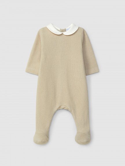 Organic cotton babygrow with round collar