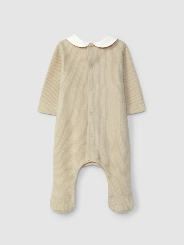 Organic cotton babygrow with round collar