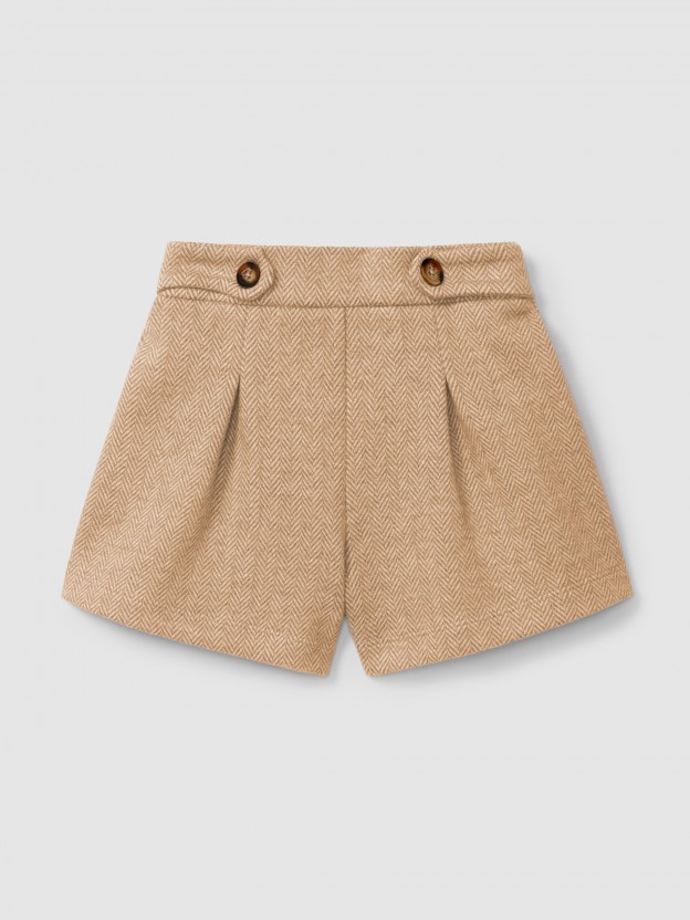Herringbone knit pull-up shorts