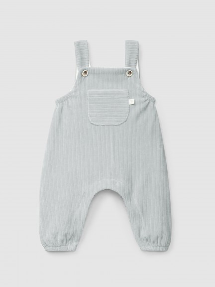 Ribbed velvet dungarees with pocket