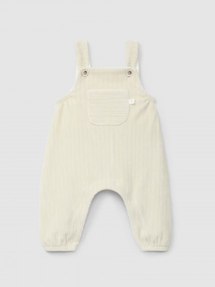 Ribbed velvet dungarees with pocket
