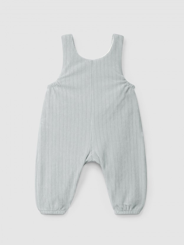 Ribbed velvet dungarees with pocket