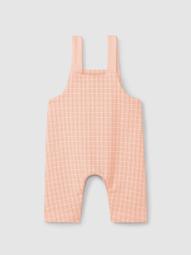 Jacquard knit dungarees with tattersall with pocket