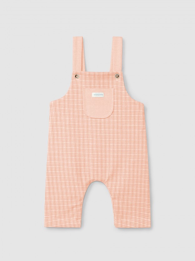 Jacquard knit dungarees with tattersall with pocket