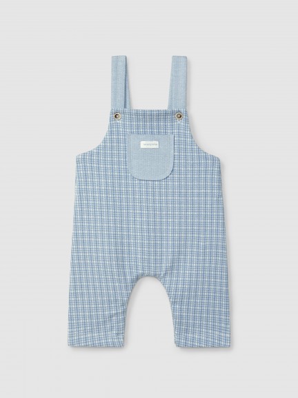 Jacquard knit dungarees with tattersall with pocket
