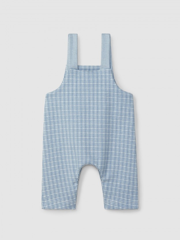 Jacquard knit dungarees with tattersall with pocket