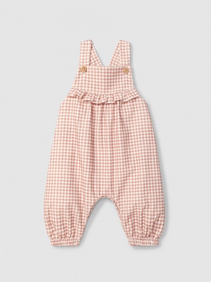 Vichy check dungarees ruffled detail