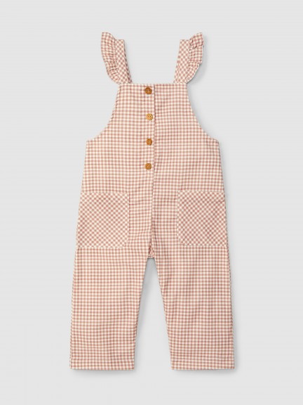 Dungarees vichy check and ruffled detail
