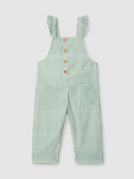 Dungarees vichy check and ruffled detail