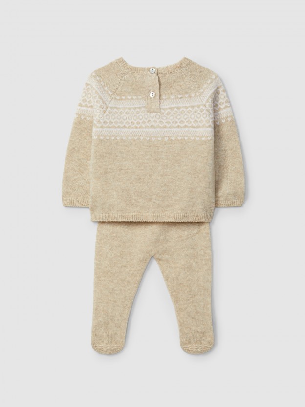 Knitted jacquard two-piece romper