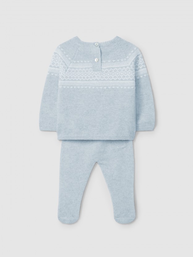 Knitted jacquard two-piece romper