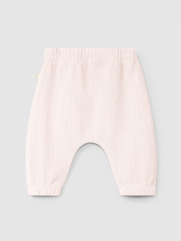 Pantaln pull-up terciopelo acanalado con bolsillo