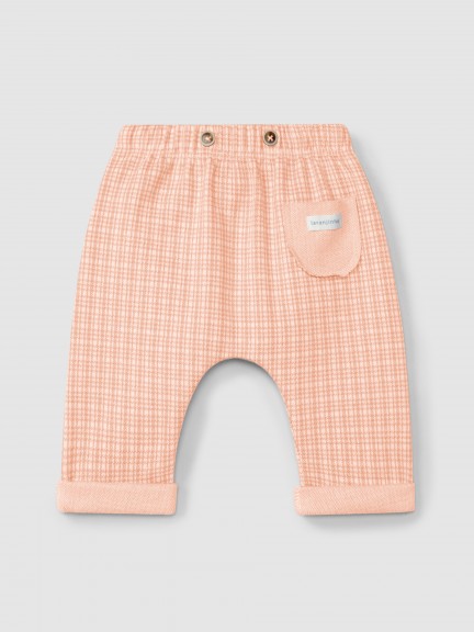 Pantalon pull-up en maille jacquard  carreaux