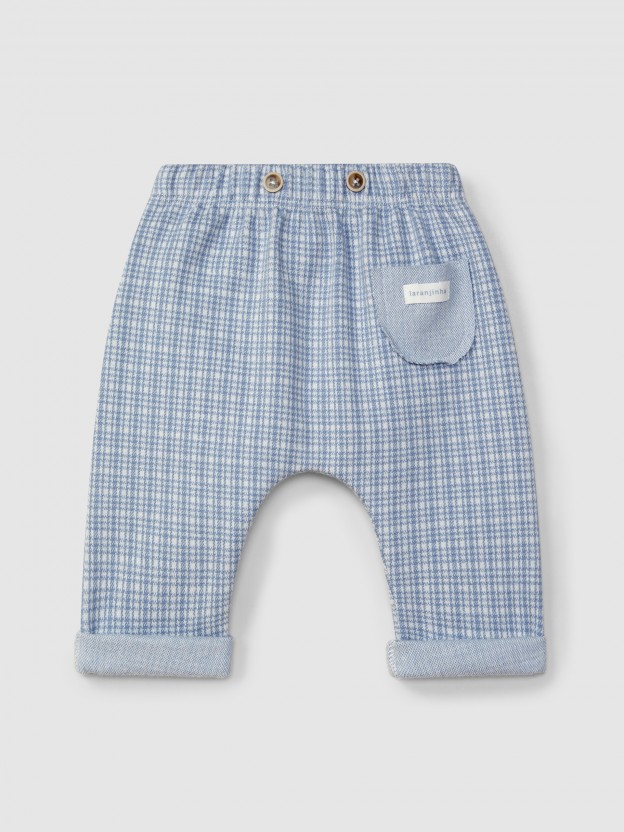 Pull-up pants in jacquard jersey with tattersall