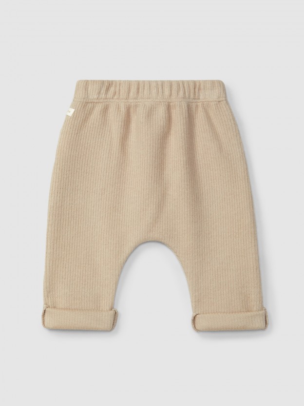 Pantalon pull-up en coton biologique avec cordon dcoratif