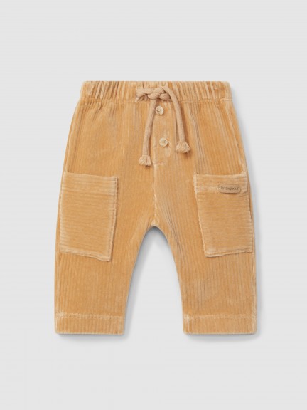 Pantalon pull-up en tissu de type velours ctel avec poches