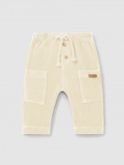 Pantalon pull-up en tissu de type velours ctel avec poches