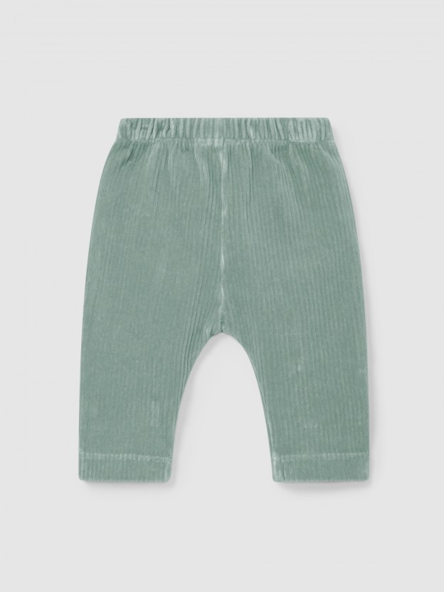 Pantalon pull-up en tissu de type velours ctel avec poches