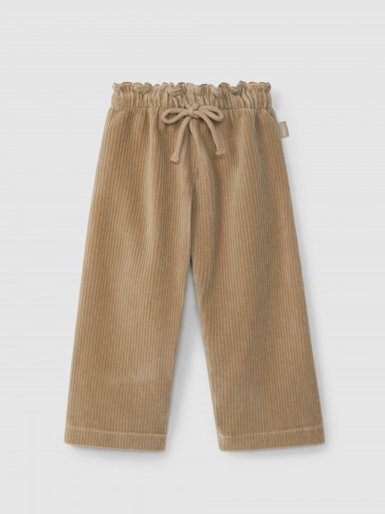 Pantalon pull-up wide leg en tissu de type velours ctel