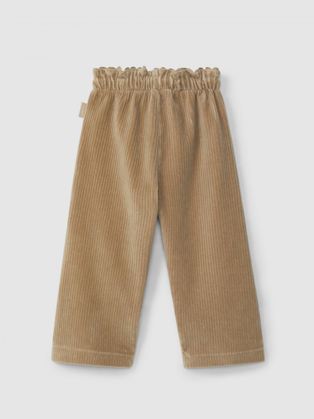 Calas pull-up wide leg tecido tipo bombazine