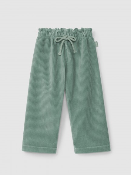 Pantalon pull-up wide leg en tissu de type velours ctel