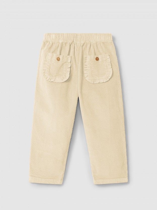 Pantalon pull-up avec dtail de volant sur les poches